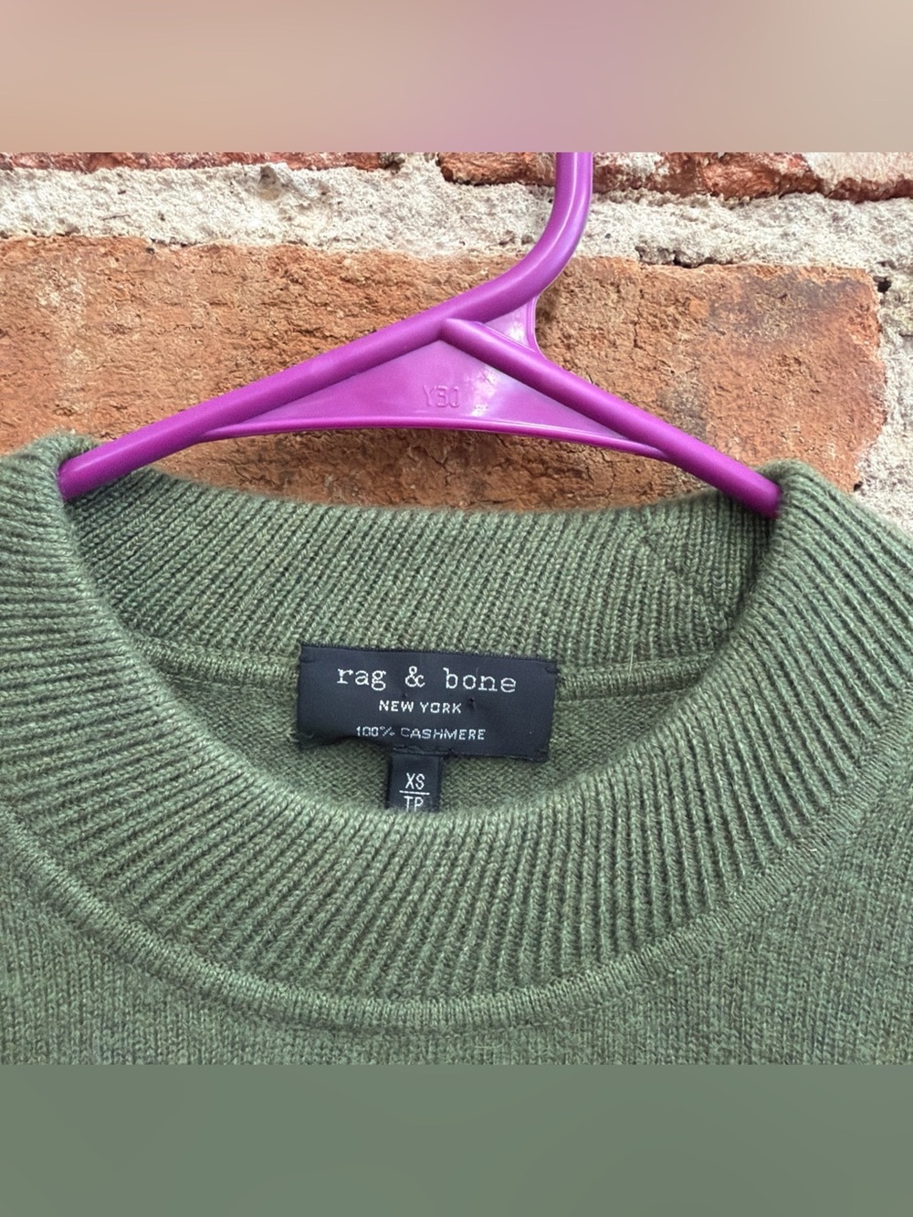 rag & bone Men's Olive Green Cashmere Sweater